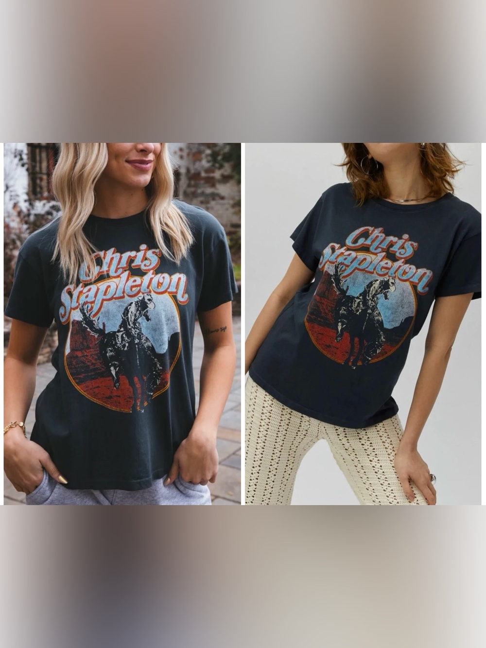 NWOT Daydreamer Chris Stapleton Horse And Canyons Tour Tee - black - XS